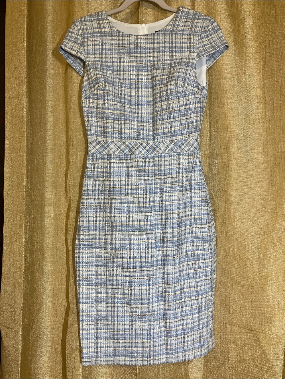 Banana Republic Blue and White Plaid Sheath Dress